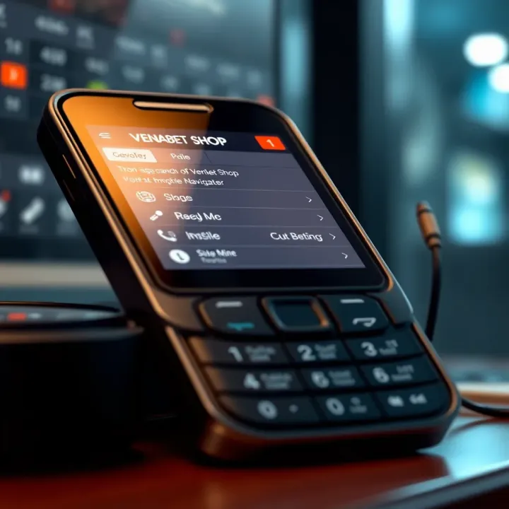 Venasbet Shop Old Mobile Betting Interface Old mobile phone displaying Venasbet Shop's betting interface with simple navigation