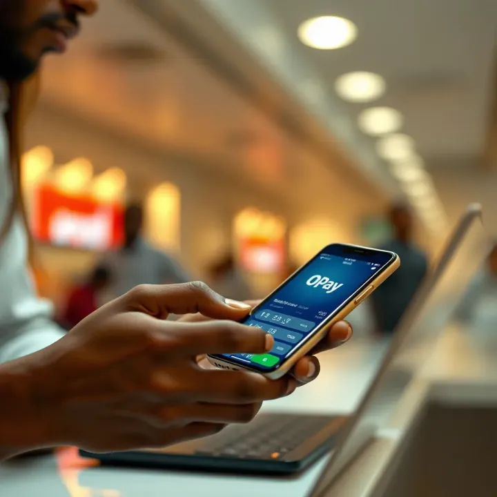 Illustration of secure mobile payment transaction using OPay for online betting in Nigeria