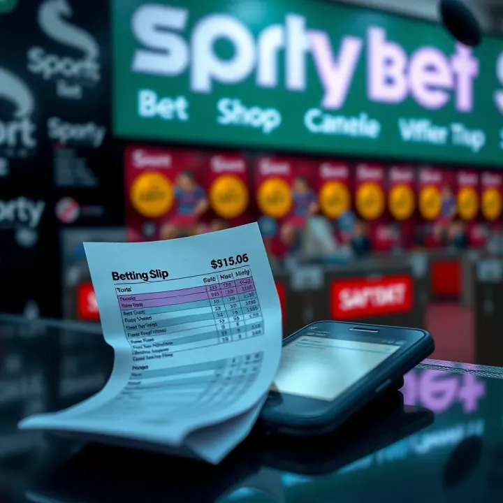 Betting Slip and Mobile Odds at Sporty Bet Shop Close-up of a betting slip and mobile phone displaying odds at a Sporty Bet shop in Nigeria