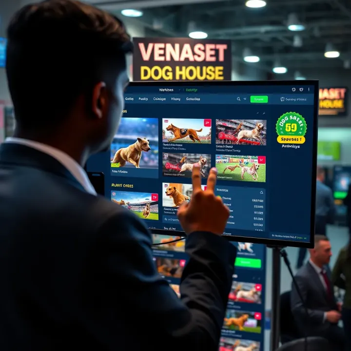 User navigating the Venasbet Dog House platform with various dog racing betting options displayed