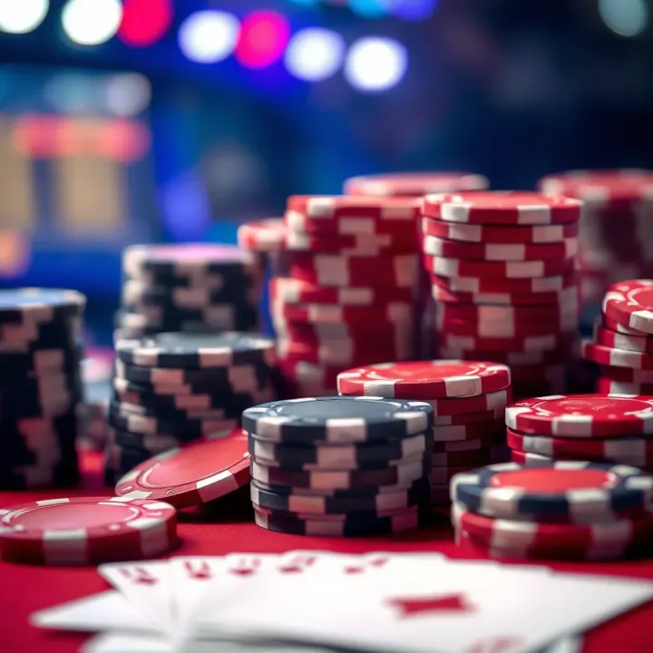 Collection of casino chips and playing cards representing game options for using free spins