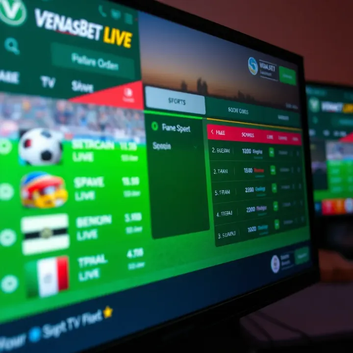 VenasBet Live TV Sports Betting Interface User interface displaying various sports betting options with live odds on a digital device