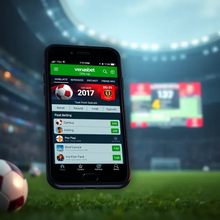 Interface showcasing Venasbet old mobile app dashboard with betting options