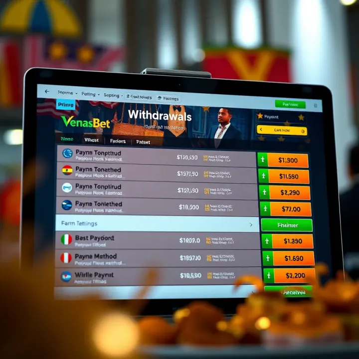 Screenshot showing VenasBet withdrawal options and payment methods available for Nigerian users